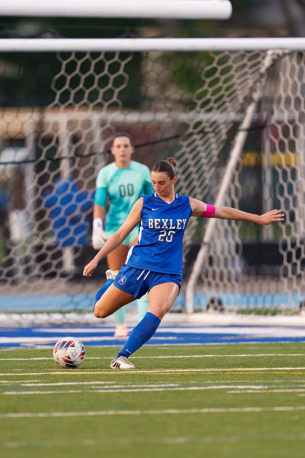 A Bexley soccer captain striking a free kick